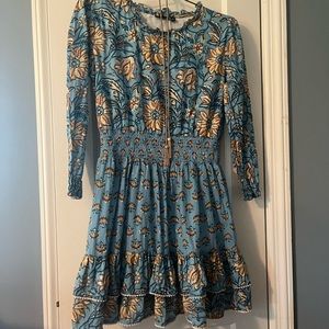 Beautiful Blue dress with ruffle hem.  Perfect for Spring!